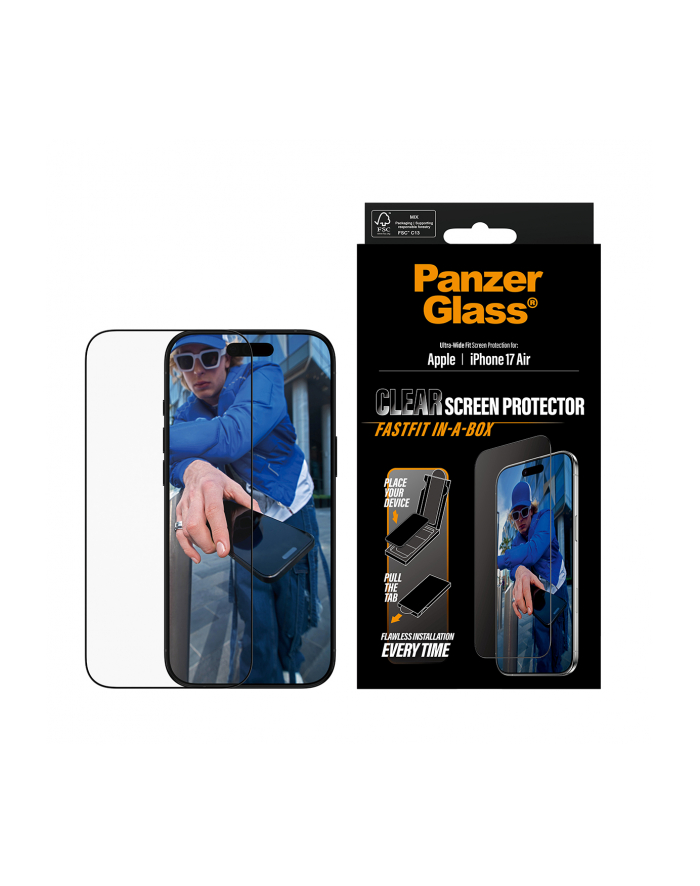 PanzerGlass iP 17 Air UWF szklo ochronne z czarna ramka główny