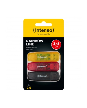 Intenso Rainbow Line 8GB USB Stick 2.0 Multipack x3 bunt
