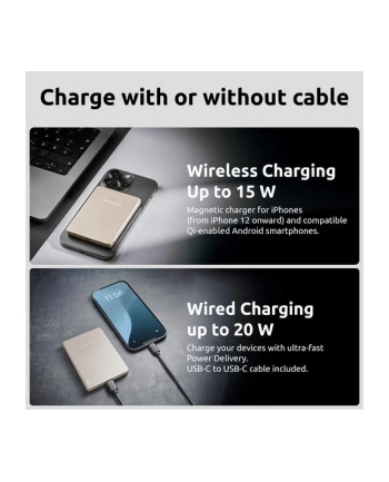 Intenso Powerbank MW5000 champa. 5000 mAh magnetic wireless