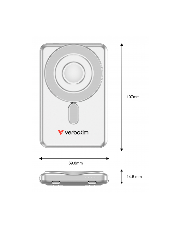 Verbatim Charge´n´Go 2C  5000mAh magn. PB silb.include2 Cable 32276 główny