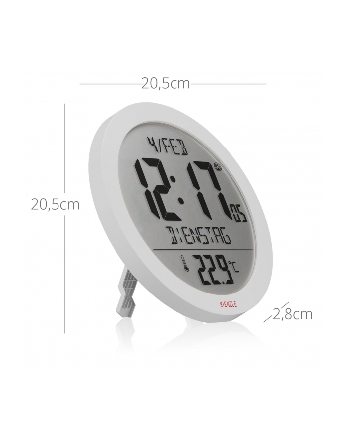KIENZLE DCF Radio-Control.Wall Clock w.Room Tep.Display BIAŁY główny