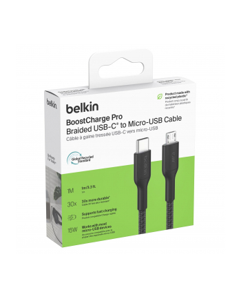 Belkin USB-C/Micro-USB Kabel  1m geflochten, czarny CAB026hq1MBK nr 1