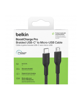 Belkin USB-C/Micro-USB Kabel  1m geflochten, czarny CAB026hq1MBK nr 2