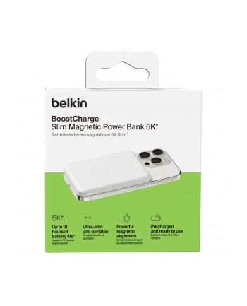 Belkin BoostCharge Slim 5000mAh mag.Powerb. 7,5W biały BPD010hqWH