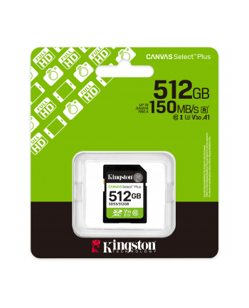 Kingston Canvas Select Plus 512 GB SDXC Memory Card UHS-I U3, Class 10, V30