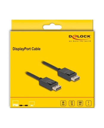 DeLOCK cable DisplayPort 2.1 male > DisplayPort male, 16K, 80 Gbps black, 1 meter nr 1