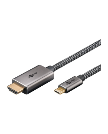 goobay USB textile adapter cable, USB-C plug > HDMI plug, 4K / 60Hz black/silver, 2 meters