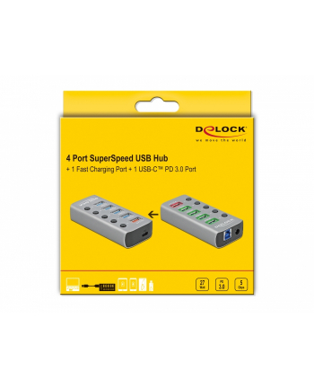 DeLOCK USB 3.2 Gen1 Hub + 4Po + SLK + USB-C - 63263 nr 1