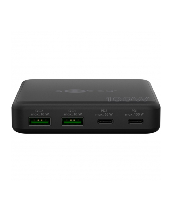 goobay USB-C multiport desktop charger, PD, GaN, 100 watts, black, 2x USB-C, 2x USB-A, Power Delivery, QuickCharge 3.0