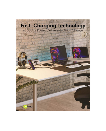 goobay USB-C multiport desktop charger, PD, GaN, 100 watts, black, 2x USB-C, 2x USB-A, Power Delivery, QuickCharge 3.0