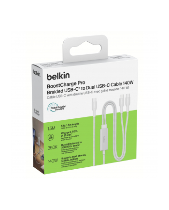Belkin BOOSTCHARGE Pro 140W 1,5m USB-C Kabel biały  CAC004hq1.5MWH nr 1