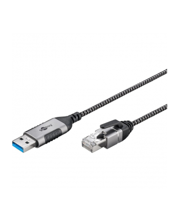 Goobay Ethernet adapter cable USB-A 3.2 Gen1 > RJ-45 (black/grey, 5 meters)