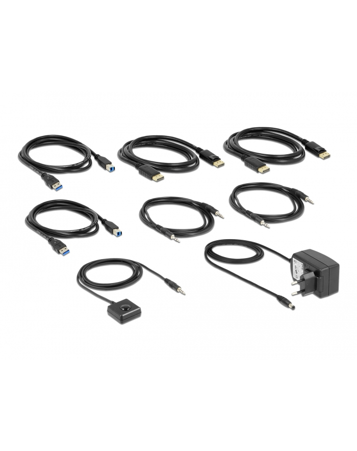 DeLOCK DisplayPort 1.4 KVM Switch, 8K 60Hz, USB 3.2 Gen 1, Audio, KVM Switch (grey/black) główny