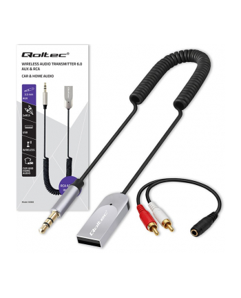 Adapter Qoltec bezprzewodowy odbiornik dźwięku Audio HiFu Home'Car | Bluetooth 6.0 | 2 x RCA | 1 x AUX MiniJack 3.5mm | USB | Mikrofon nr 2