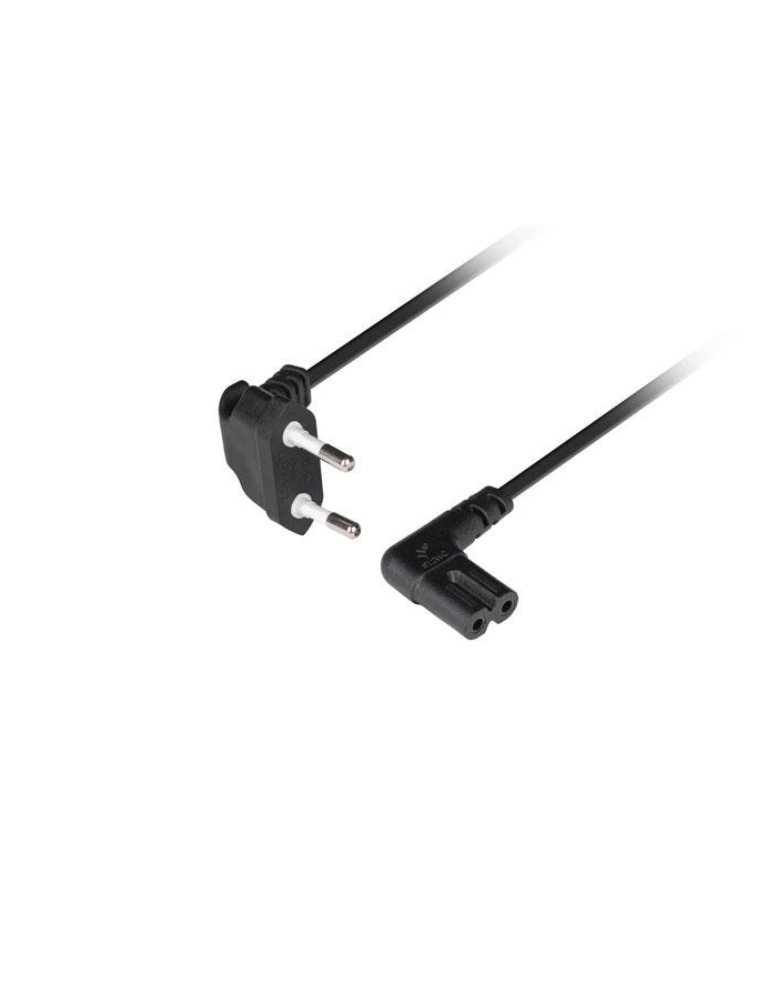Kabel zasilający Lanberg CEE 7/16 -> IEC 320 C7 EURO (radiowy) 1,8m kątowy VDE czarny główny
