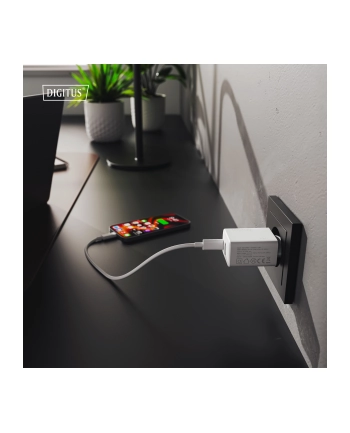 digitus Ładowarka sieciowa/zasilacz USB 20W, 1x USB-C, 1x USB-A, biała