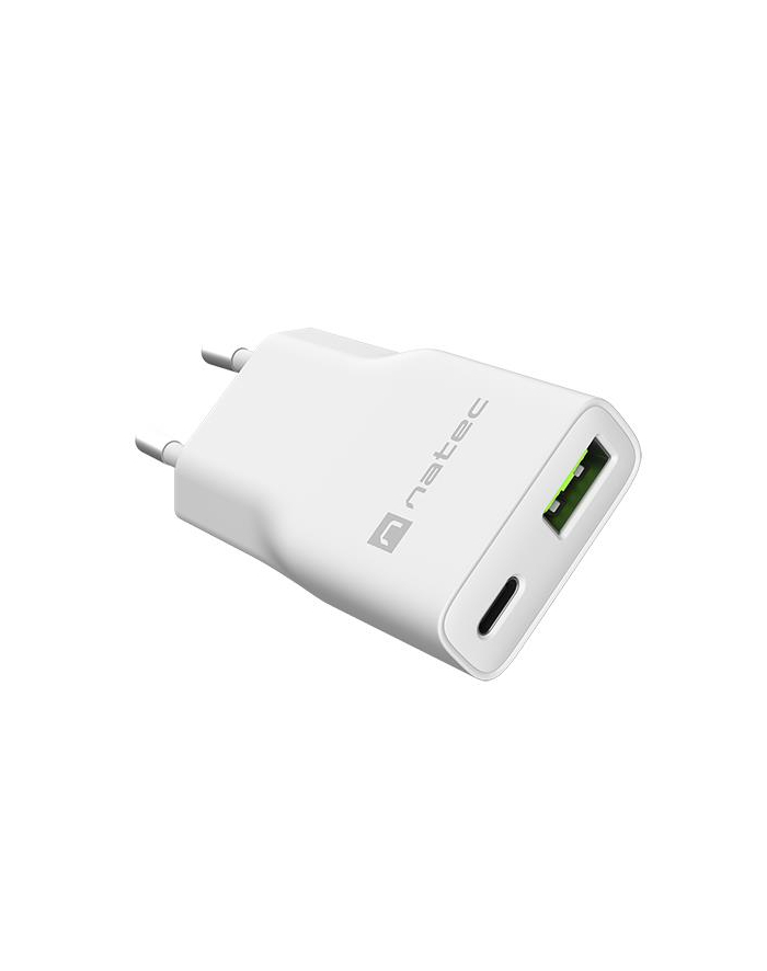 Ładowarka sieciowa, Ładowarka do laptopów Natec Ribera Gan Slim 1x USB-A + 1x USB-C 20W biała główny