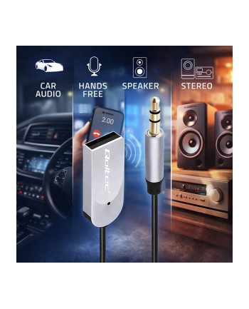 Adapter Qoltec bezprzewodowy odbiornik dźwięku Audio HiFu Home'Car | Bluetooth 6.0 | 2 x RCA | 1 x AUX MiniJack 3.5mm | USB | Mikrofon
