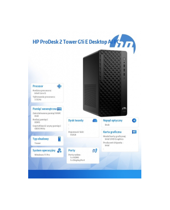 hp inc. Komputer ProDesk 2 Tower G1i E i5-14400 512GB/8GB/W11P       B6ZD0ET nr 1