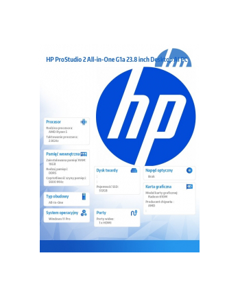 hp inc. Komputer All-in-One  ProStudio 2 G2a R5-40  512GB/16GB/W11P/23.8 D35E9ET