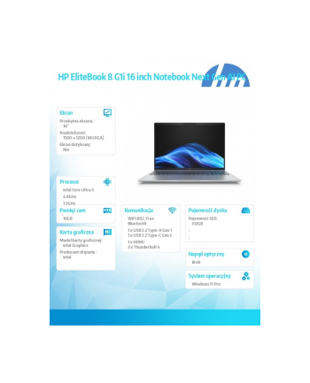 hp inc. Notebook EliteBook 8 G1i U5-225U 512GB/16GB/W11P/16.0   C51FXET