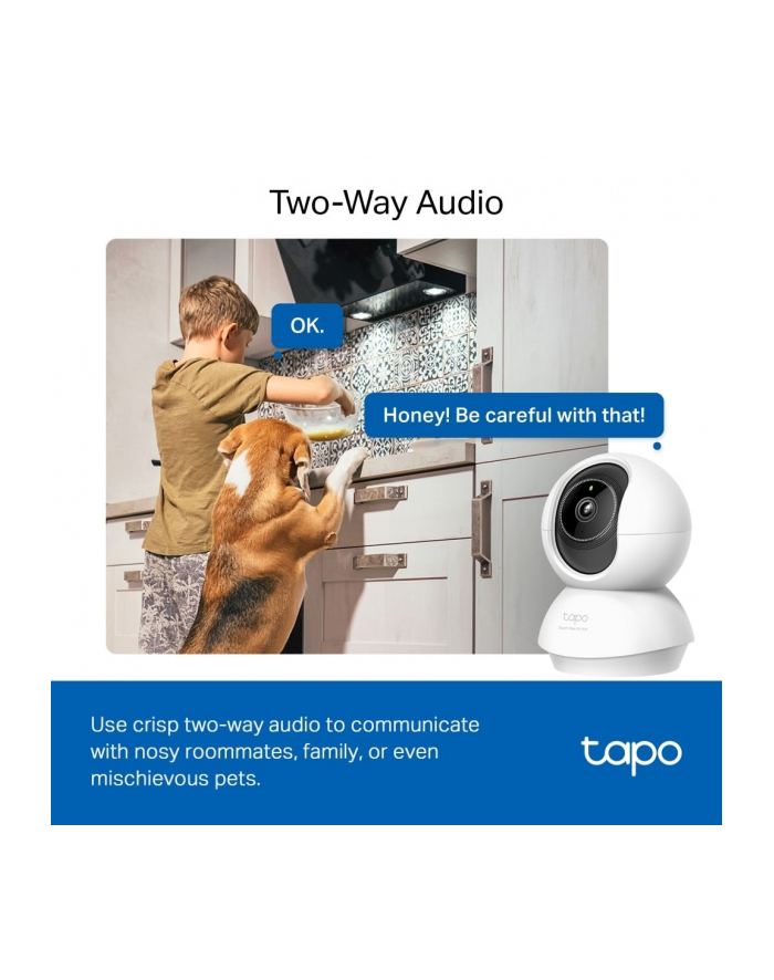 tp-link Kamera Pan/Tilt AIHome Security Wi-Fi                    SPEC: 3K 5MP (2880×1620), 2.4 GHz, Horizontal 360o                            FEATURE główny