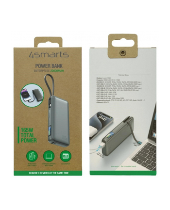 4smarts Powerbank Enterprise 20000mAh 165W z wbudowanym kablem USB-C LCD nr 1