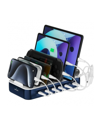 4smarts Stacja ładujaca Team 100W zestaw kabli 5xUSB-C + 1xUSB-A ładowanie do 9 urządzeń jednocześnie Granatowa nr 1