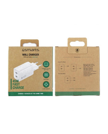 4smarts Ładowarka sieciowa PDPlug Dual 45W 2xUSB-C Biała nr 1