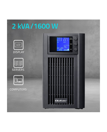 qoltec Zasilacz awaryjny UPS Pure Sine Wave | 2kVA | 1600W | AVR | LCD |Czysty Sinus nr 2