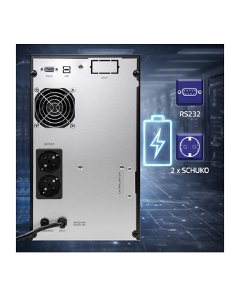 qoltec Zasilacz awaryjny UPS Pure Sine Wave | 3kVA | 2400W | AVR | LCD |Czysty Sinus nr 1