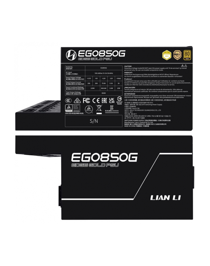 Lian Li EDGE GOLD 850 80 PLUS Gold Netzteil, PCIe 5.1, ATX 3.1 850 Watt, czarny (EDGEGOLD850WBLACK) główny