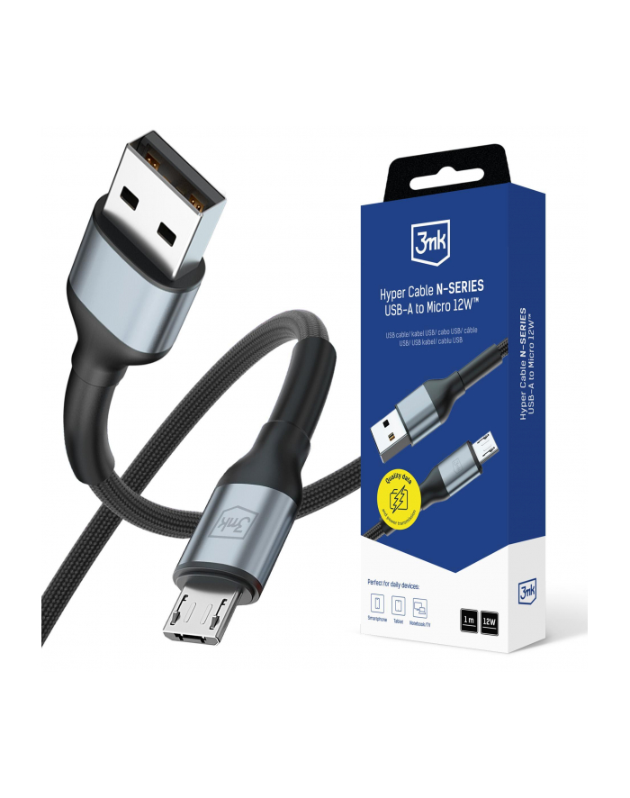 Kabel USB 3mk Hyper Cable N-SERIES USB-A to Micro 12W 5V/2.4A 1m główny