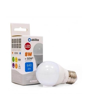 Żarówka LED Abilite kulka mleczna b.neutralna E27 8W/230V 640lm G45