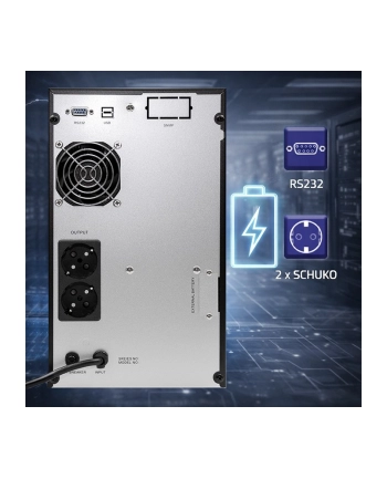 qoltec Zasilacz awaryjny UPS Pure Sine Wave | 3kVA | 2400W | AVR | LCD |Czysty Sinus