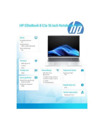 hp inc. Notebook EliteBook 8 G1a AMD Ryzen AI 5 PRO 340 1TB/32GB/W11P/16.0   C51HPET