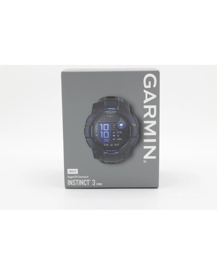 Garmin Instinct 3 AMOLED 50mm czarny z paskiem w kolorze black / bolt blue główny