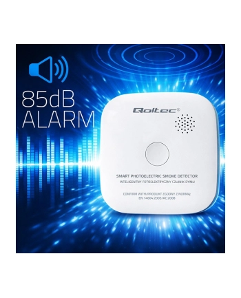 qoltec Bezprzewodowy czujnik dymu z baterią | alarm 85dB | LED