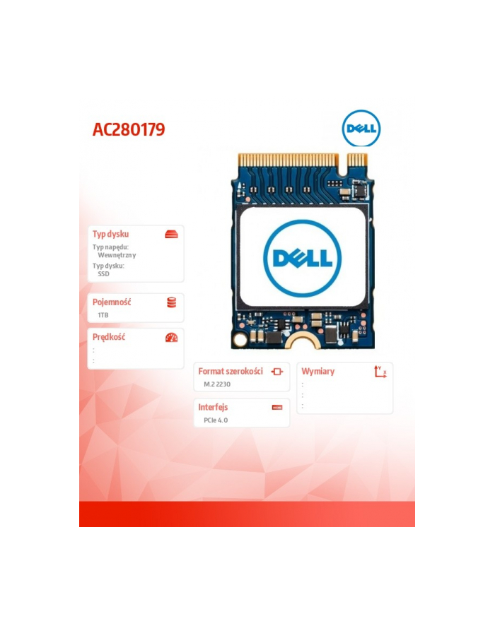 dell Dysk SSD M.2 PCIe NVME Gen 4x4 Class35 2230 1TB główny