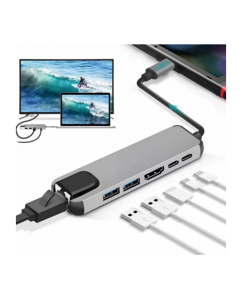 gembird Adapter USB-C Hub USB-C/A LAN HDMI nr 2