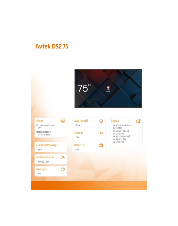 avtek Monitor informacyjny DS2 75 '' główny