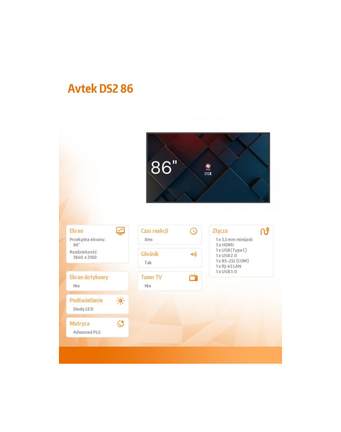 avtek Monitor informacyjny DS2 86 '' główny