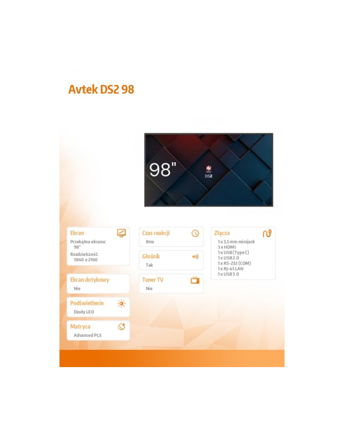 avtek Monitor informacyjny DS2 98 '' główny