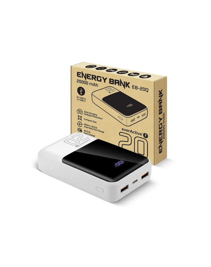 everactive Powerbank 20 000 mAh 2X USB 1X USB-C 22,5W QC4.0 wyświetlacz LCD główny