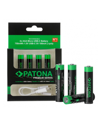 Patona Premium 4x Akumulatory Aaa z Usb-c i kablem 2 do 1 nr 1