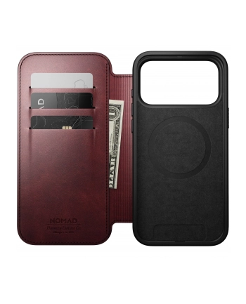 Nomad Modern Leather Folio iPhone 17 Pro Max bordowy  H.