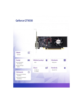 afox Karta graficzna - Geforce GT1030 4GB GDDR4 64Bit DVI HDMI LP Fan