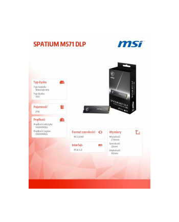 msi Dysk SSD SPATIUM M571 DLP 2TB M.2 PCIe 5.0 14500/11000 nr 2