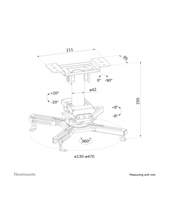 neomounts Uchwyt sufitowy do projektora CL25-530WH1 h:25,5 cm biały nr 2