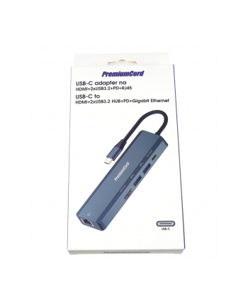 Premiumcord adaptér usb-c na gigabit 10/100/1000mbps + 1x hdmi, 2x nr 1